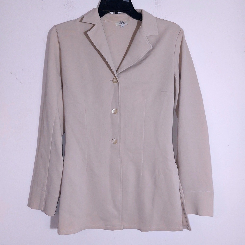 Pablo Paris Women's Vintage Beige Tailored Ribbed Blazer Jacket Size 36 - Picture 3 of 12